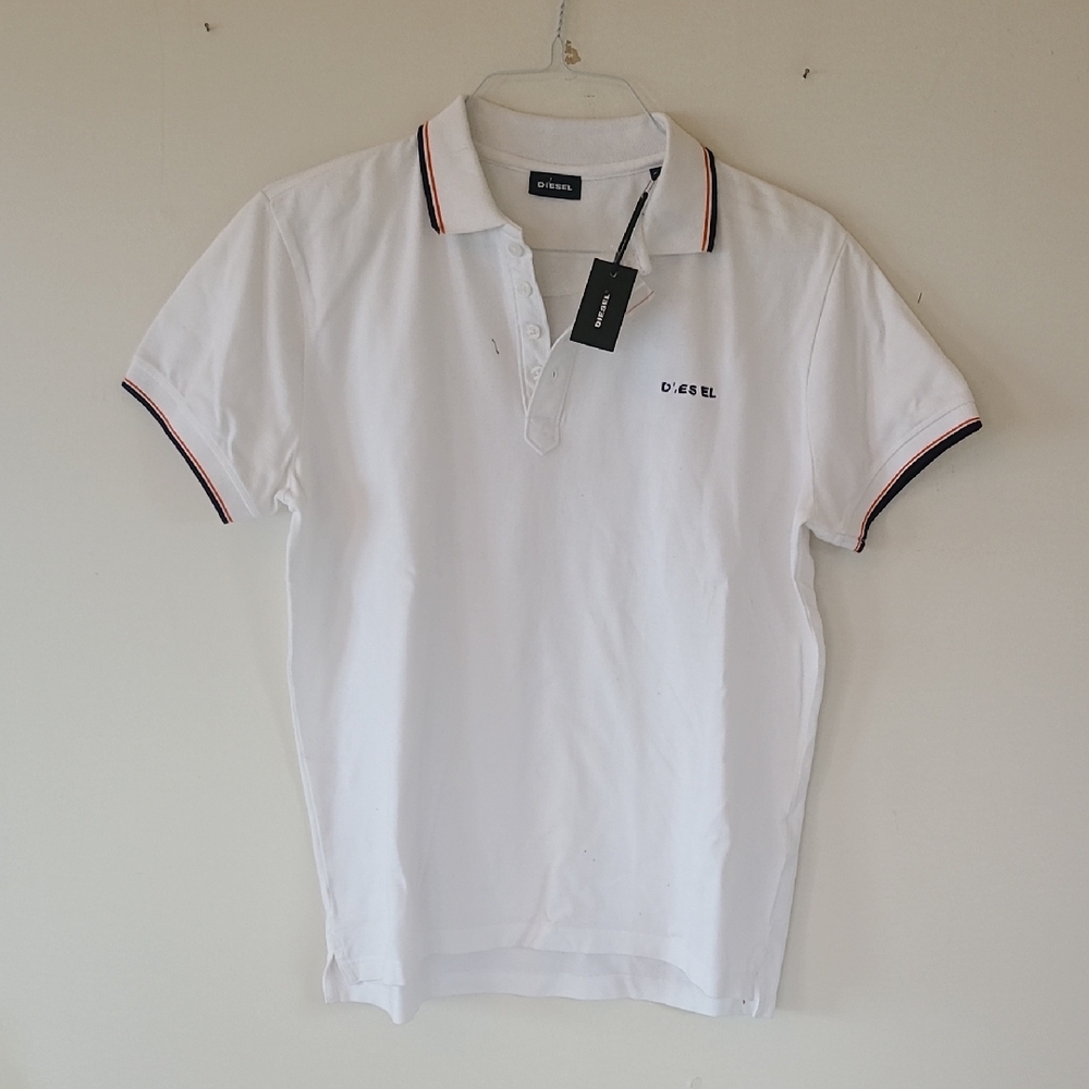 Diesel Men's Polo Shirt with Black and Red Accents